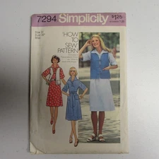 Simplicity 7294 Sewing Pattern Size 14 Bust 36 Misses Shirt Dress & Vest