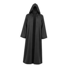 Halloween Hooded Cloak Unisex Adult Knight Costume Tunic Cape Medium Black