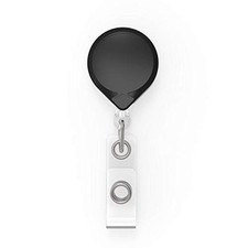 KEY-BAK MINI-BAK Retractable Badge Holder with Swivel Bulldog Clip, Black, 36"