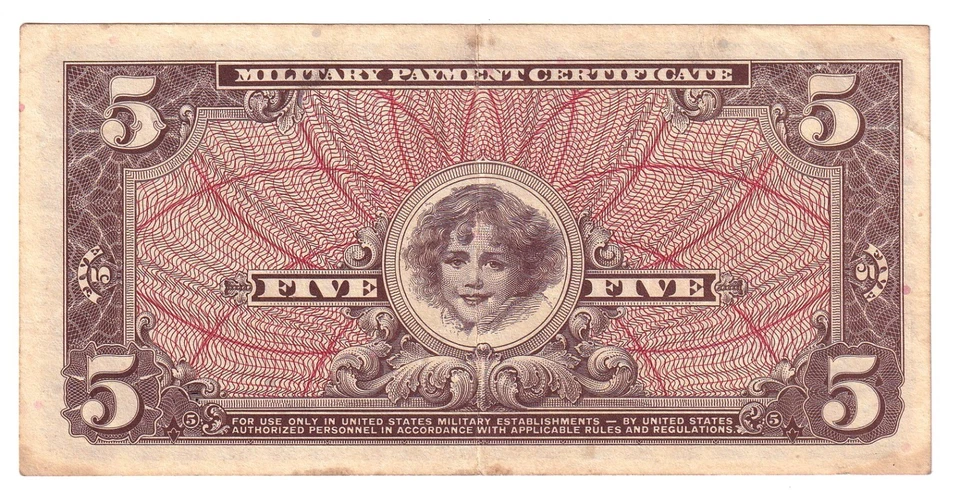 Vietnam Military Payment Certificate 5 Dollars Series 661 Serial # B 04398664 B - Image 2 of 2