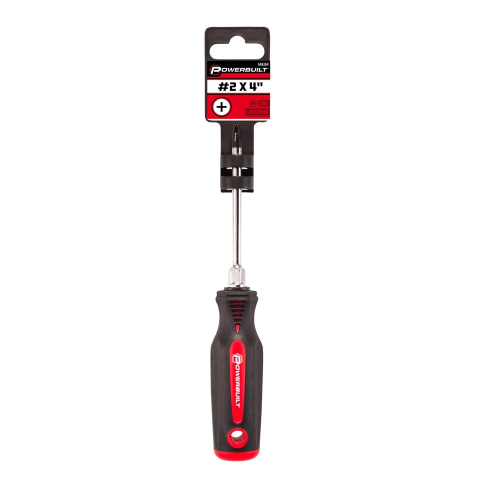 Powerbuilt #2 x 4 Inch Phillips Screwdriver with Double Injection Handle- 646164 - Image 2 of 3