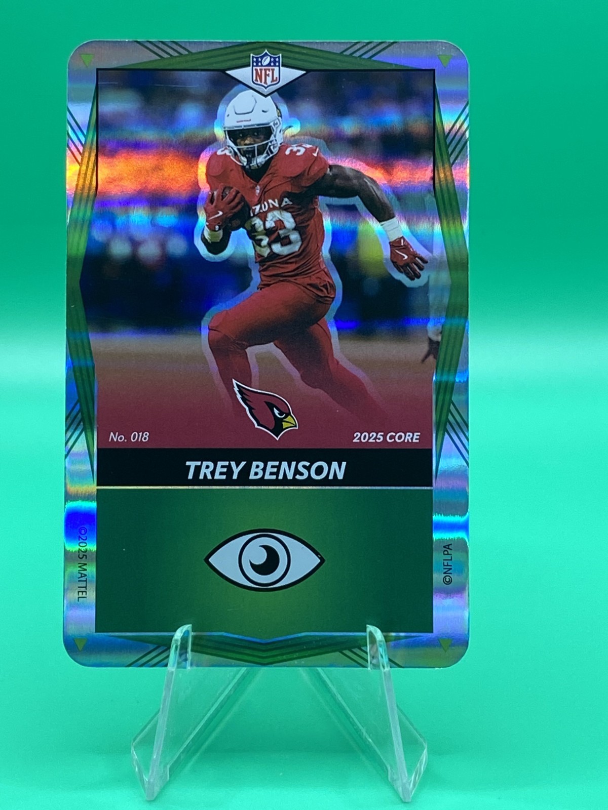 2025 UNO Elite Trey Benson #018 Green Foil Arizona Cardinals