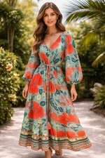 Women’s Anthropologie Farm Rio Bohemian Dress Floral Medium Great Condition
