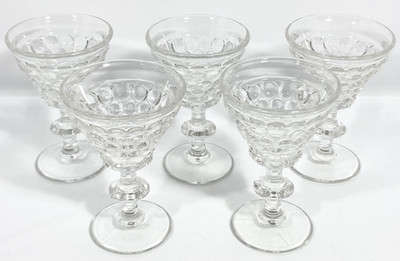 5 Vtg Westmoreland Thousand Eye Ball Stem Cocktail Liquor Goblets 4 1/2'' H 4 oz.