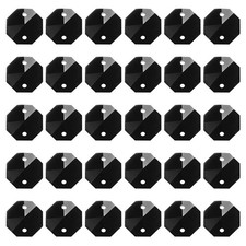 60 Pack K9 Crystal Octagon Beads 2 Holes 14mm Chandelier Prisms Black