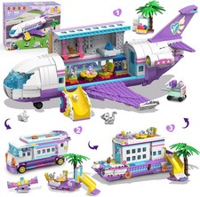 HOGOKIDS 3-in-1 Friends Airplane Building Toy Set - 808PCS Plane/Boat/Camper Va