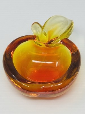 Vintage 1950 s Art Glass Amberina Apple Ashtray/Trinket Bowl Vannes Le Chatel