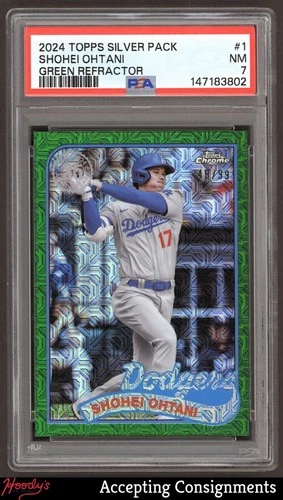 2024 Topps '89 Topps Silver Pack Chrome Series 2 Green Shohei Ohtani 49/99 PSA 7