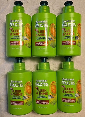 Garnier Fructis (LOT of 6) Sleek & Shine Leave-in Hair Conditioner Cream 10.2oz