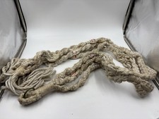 Vintage Macrame Plant Pot Hanger 68  Mid Century Boho Style Cream Color