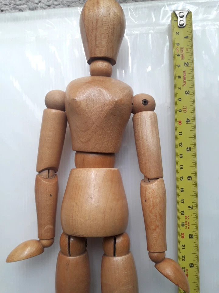 Figura madera posable calidad escultura artista modelo madera articulada vintage - Imagen 3 de 4