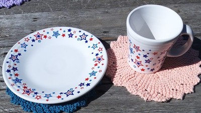 Fiestaware Coffee Mug And Plate Americana Stars Graphic Fiesta Un-used Patriotic