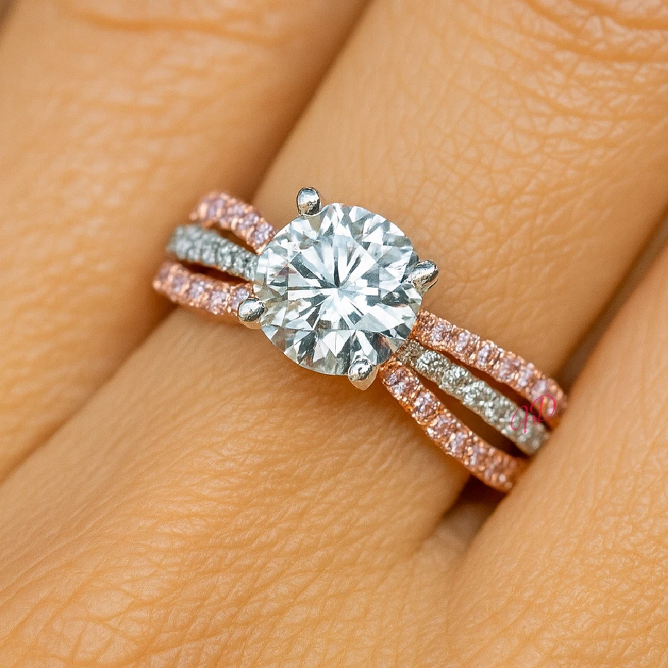 Engagement Ring Diamond Lab Grown Round 1.7 Carat IGI Certified 18k Multi Gold - Image 3 of 4