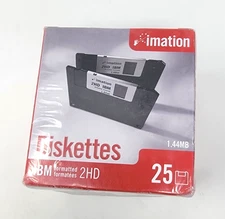 Imation 3.5" 2HD IBM Formatted 1.44MB Diskettes 25 Pack SEALED