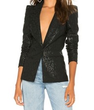 Smythe Pouf Shoulder Box Pleat Blazer Jacket Nwt 2 Fits 0 Black Floral  $695