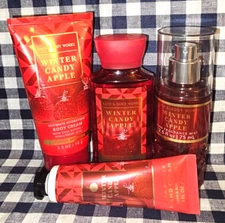 4 Piece NEW Winter Candy Apple Mist Cream Gel Hand TRAVEL Set Bath & Body Works