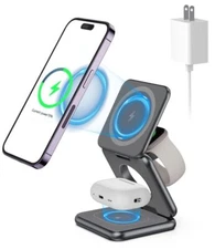 For iPhone 12 13 14 15/iWatch/airpods 3in1 Foldable Magnetic Wireless Charger