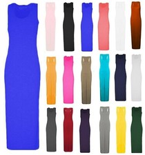 Racer Muscle Back Jersey Long Summer Womens Ladies Vest Maxi Dress Uk (8-22)