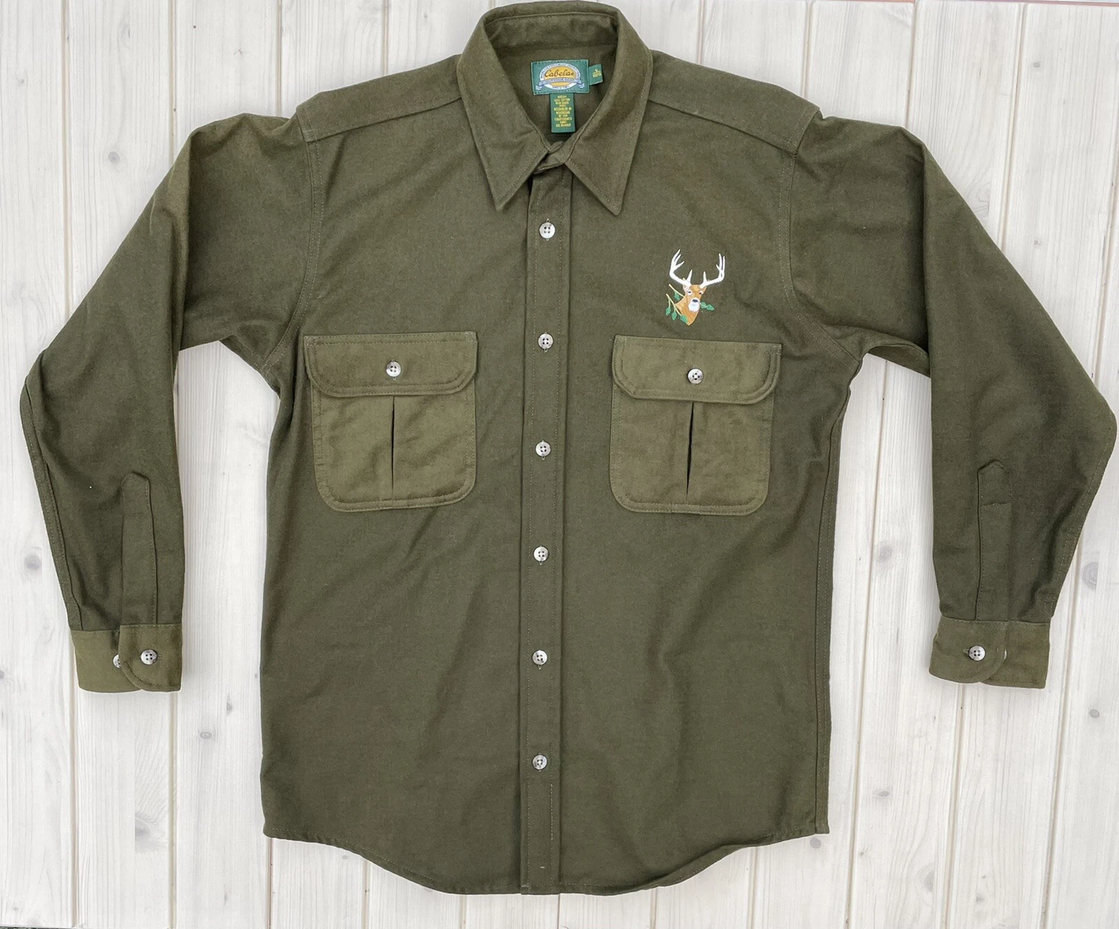 Cabela’s Men’s Medium Long Sleeve Cotton Shirt Deer Stitch Preowned Outdoor Hunt