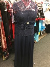 TheaDora Evening Special Occasion Mother's Navy Sequin Cup Sleeve Dress Gown 20.