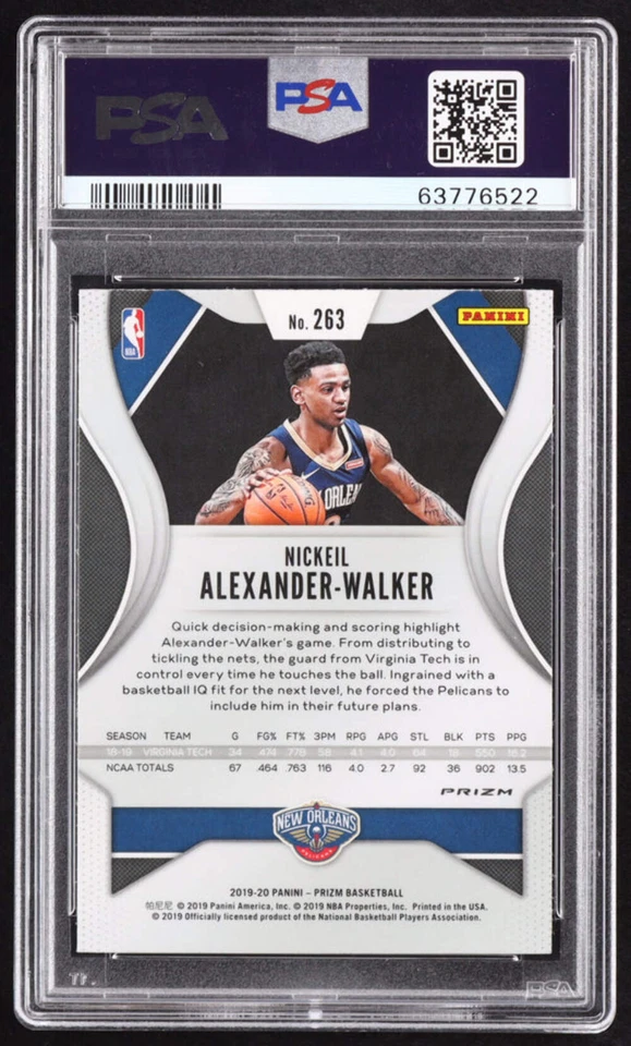 Nickeil Alexander-Walker Signed 2019-20 Panini Prizm Prizms Silver #263 RC (PSA - Image 2 of 2