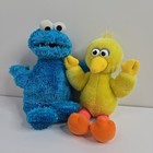 Sesame Street Plush Lot Of 2 Big Bird Cookie Monster Hasbro Yellow Blue