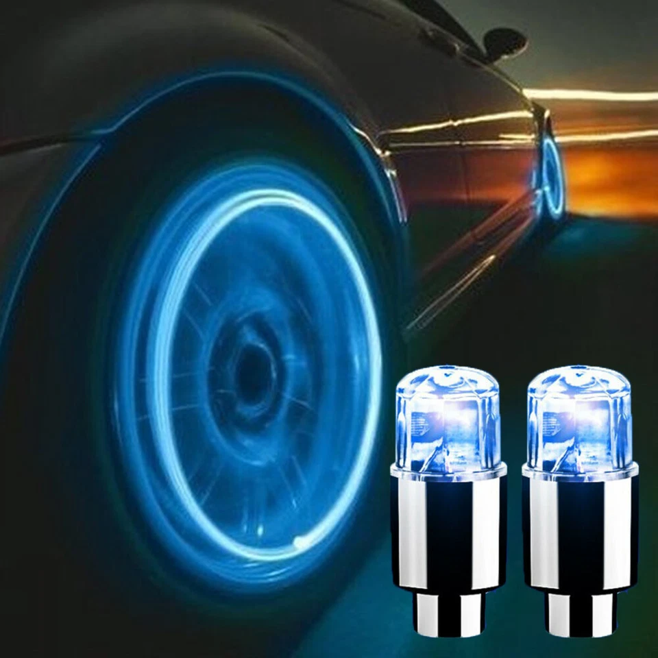 4x Tapas de luz LED para vástago de válvula de aire de neumático de rueda de automóvil Accesorios de cubierta Foto 3 de 4