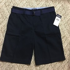 CHAPS Boys Belted Cotton Shorts Size 14 Aviator Navy New With Original Tags