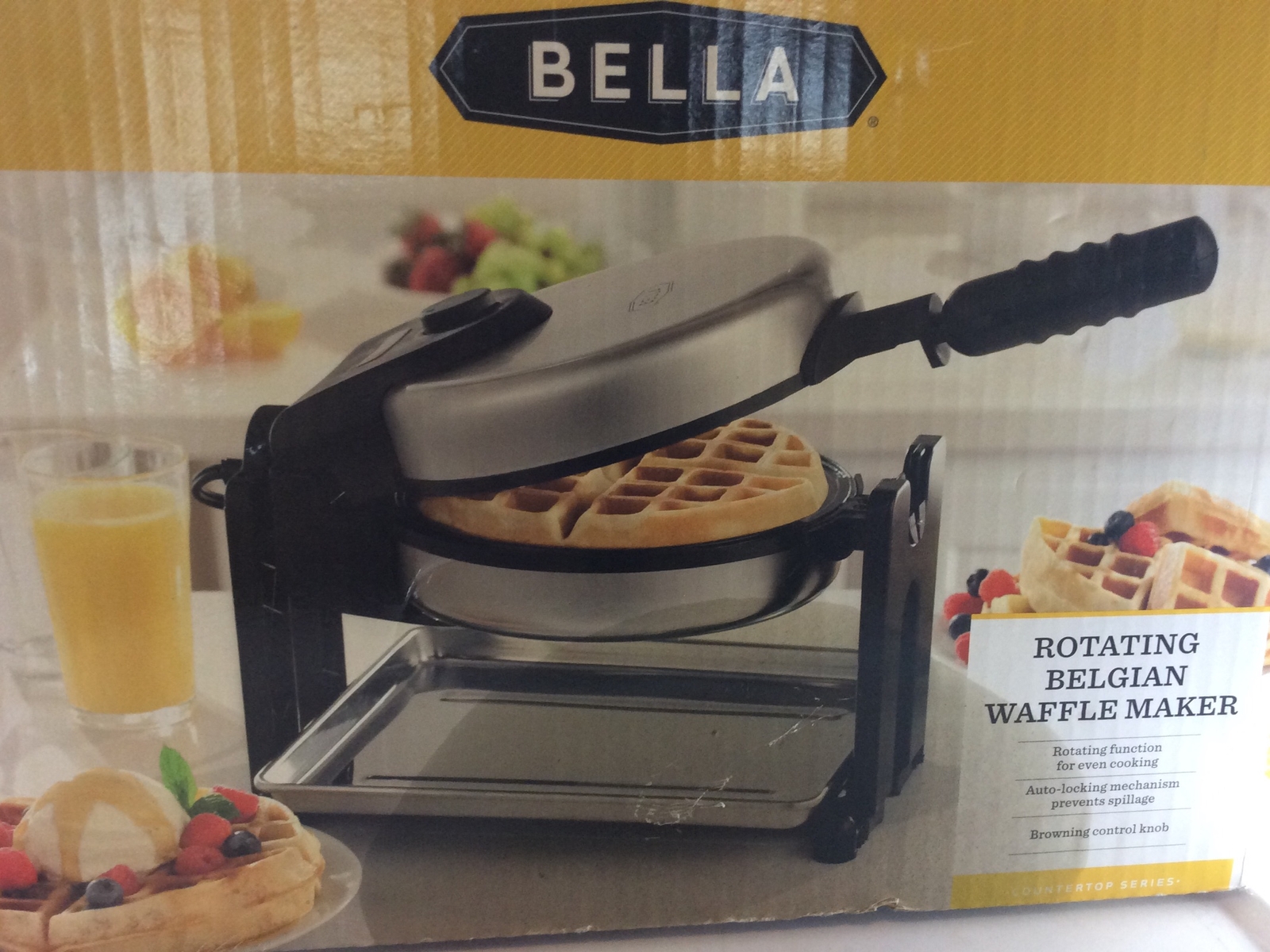 Bella 4-Slice Rotating Belgian Waffle Maker for Fluffy Homemade Waffles-image