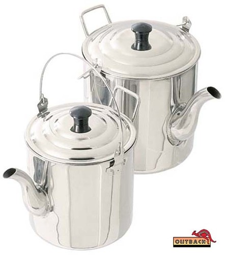 Outback Stainless Steel Teapot BillyCamping Kettle 4 pint or 6 pint