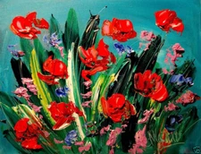 FLOWERS IMPRESSIONIST KAZAV ORIGINAL OIL  PAINTING  HU8eFf0GT