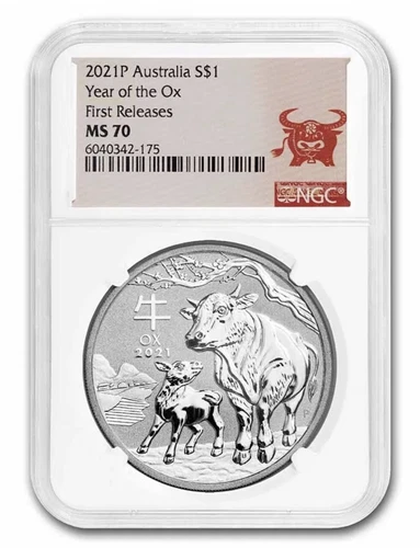 2021-P Australia 1 oz Silver Lunar Ox MS-70 NGC (First Release) - SKU#260476