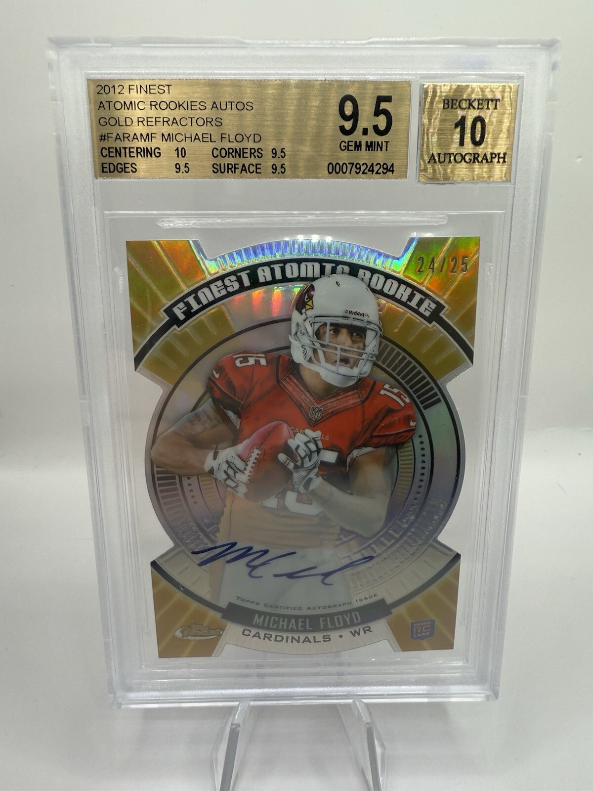 Michael Floyd Finest Atomic Rookie Die-Cut #MF Gold Refractor Autograph