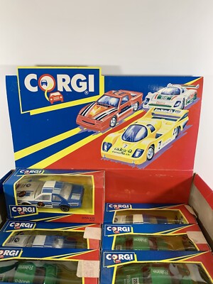 VINTAGE CORGI TOYS DISPLAY BOX 13 RACE CARS N.O.S BMW -JAG
