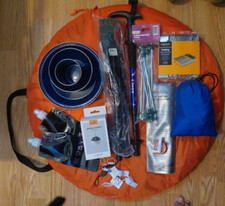 MASSIVE NEW 17 item camping hiking BUNDLE with tent, chair, enamel plates + MORE