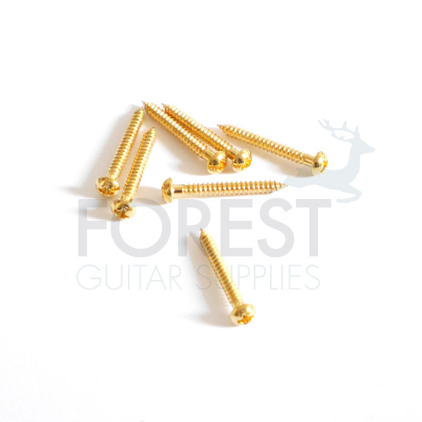 6 Set single guitar coil pickup screws round head gold 3x25 mm