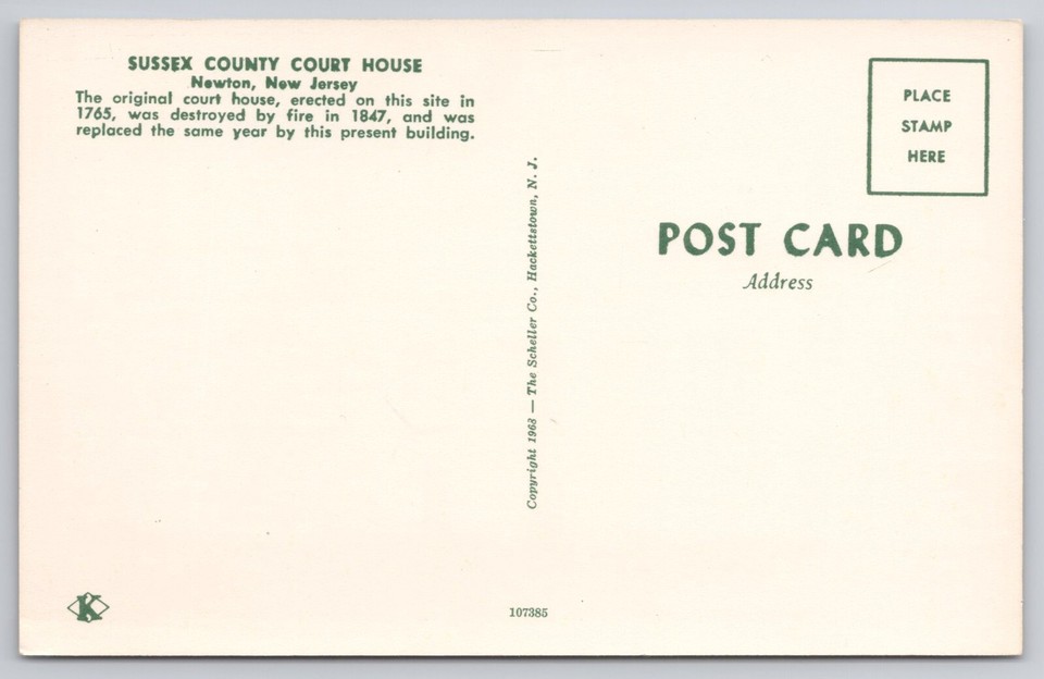 Sussex County Court House, Newton, New Jersey, Chrome Unposted Postcard