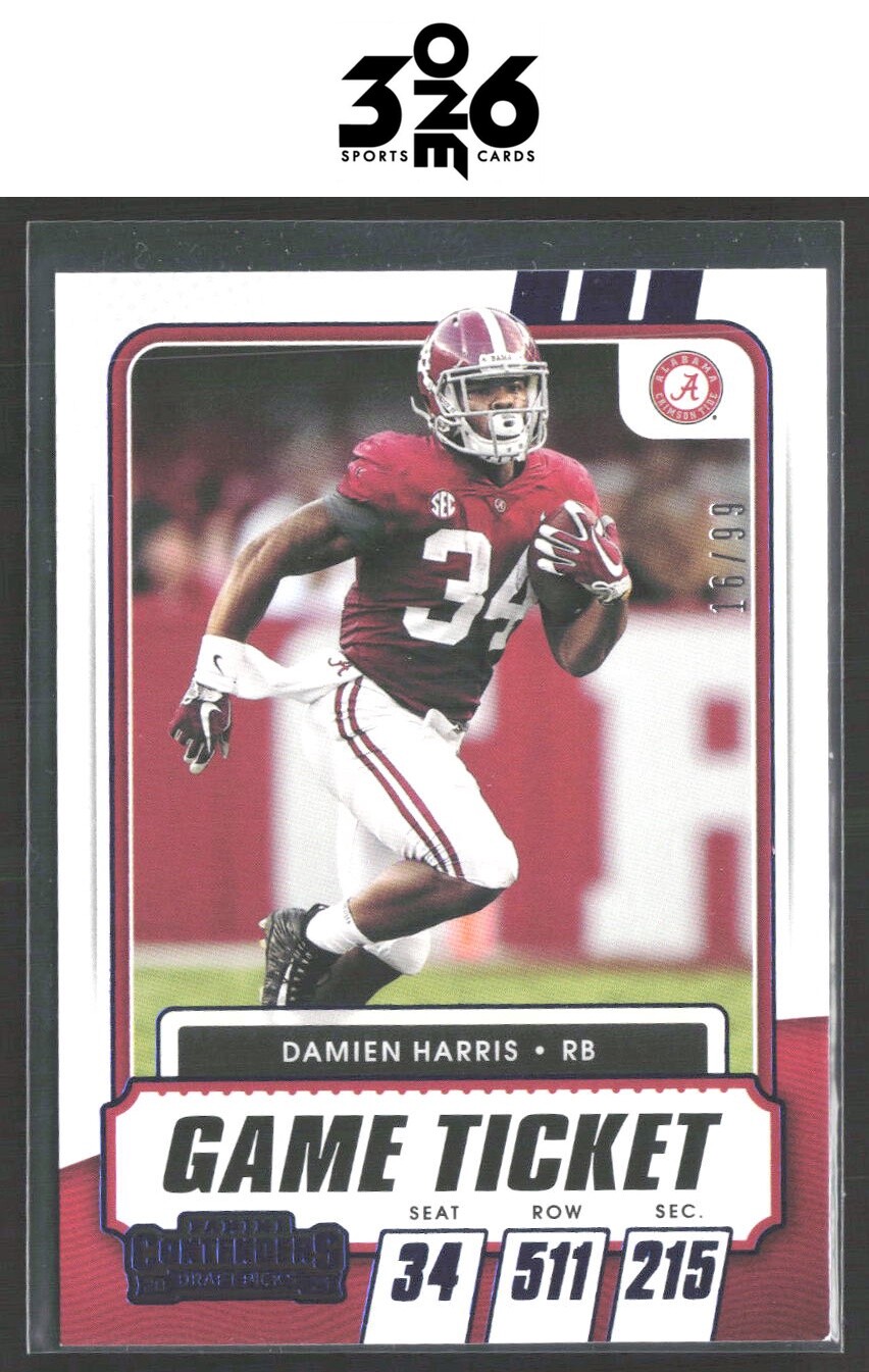 Damien Harris 2021 Panini Contenders Draft Picks Blue #67 #/99