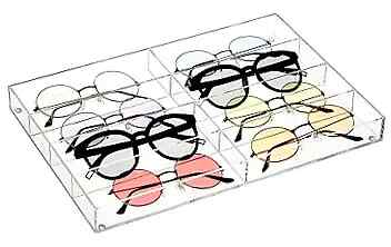 Acrylic Sunglasses Organizer, Slot Clear Tabletop Eyeglass Display Case,