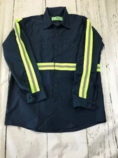 NEW 100% Cotton Hi Vis Work Shirt Enhanced Visibility Reflective Safety Uniform
