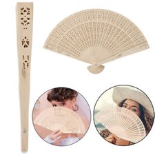 Sandalwood Fans Hand Held Folding Fans Wooden Openwork Personal Handheld Folding