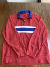 IZOD Sweater Mens Large Red Long Sleeve 1/4 Zip Pullover Sweatshirt