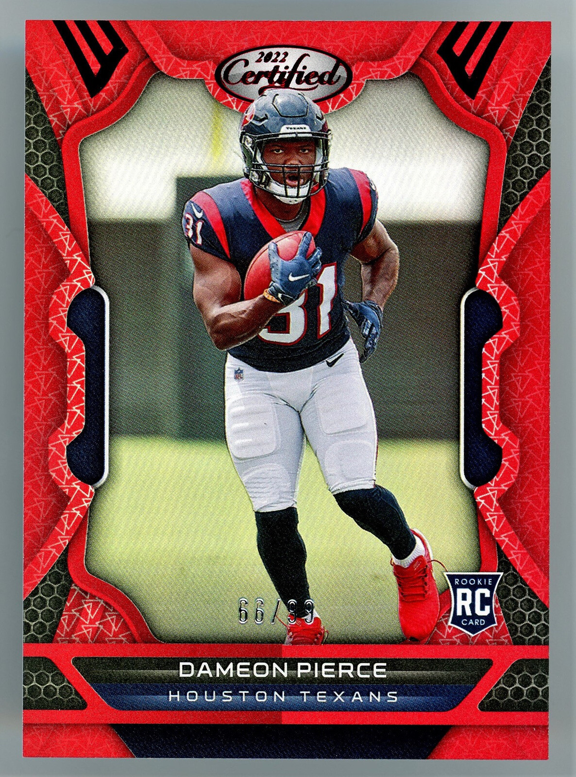 2022 Panini Certified Dameon Pierce #125 RC 66/99 Red Mirror