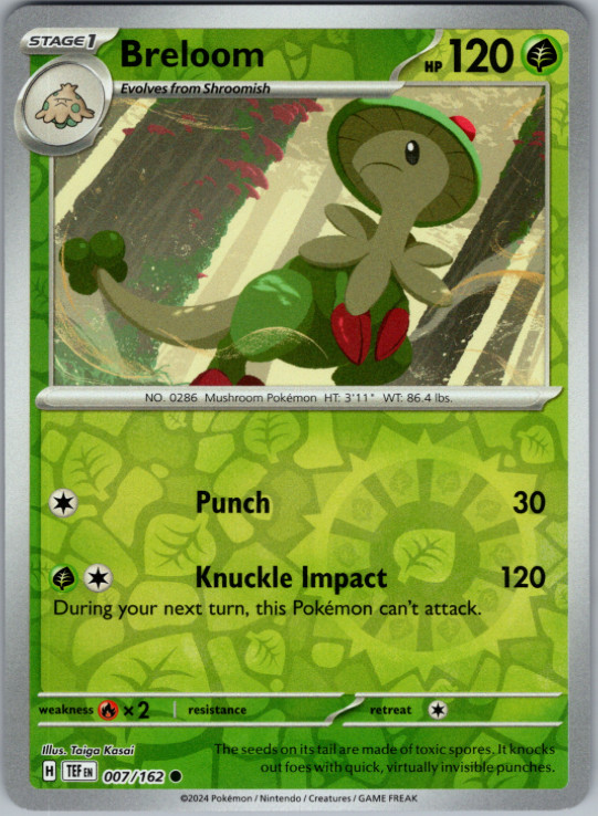 Pokemon - Breloom • 007/162 - Reverse Holo - Temporal Forces - NM/M