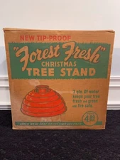 vtg Peerless brand "Forest Fresh" Live Christmas Tree Stand. Tip-Proof 7 Quarts