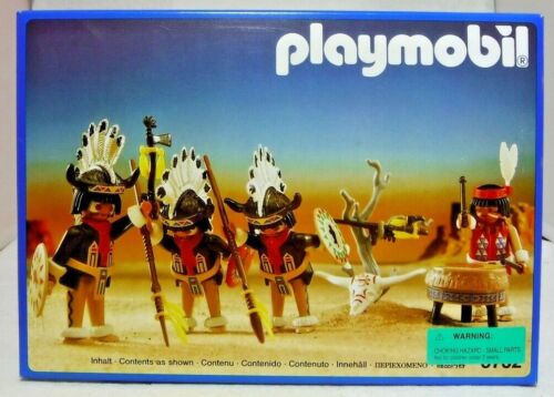 Playmobil Western Indians 3732 Vintage Buffalo Dancers dal 1992 Nuovo di zecca - Foto 1 di 2