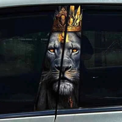 PIINKKY 2x Der wilde Löwe Autoaufkleber Auto B-Säule Auto Mitte Säule Dekoration
