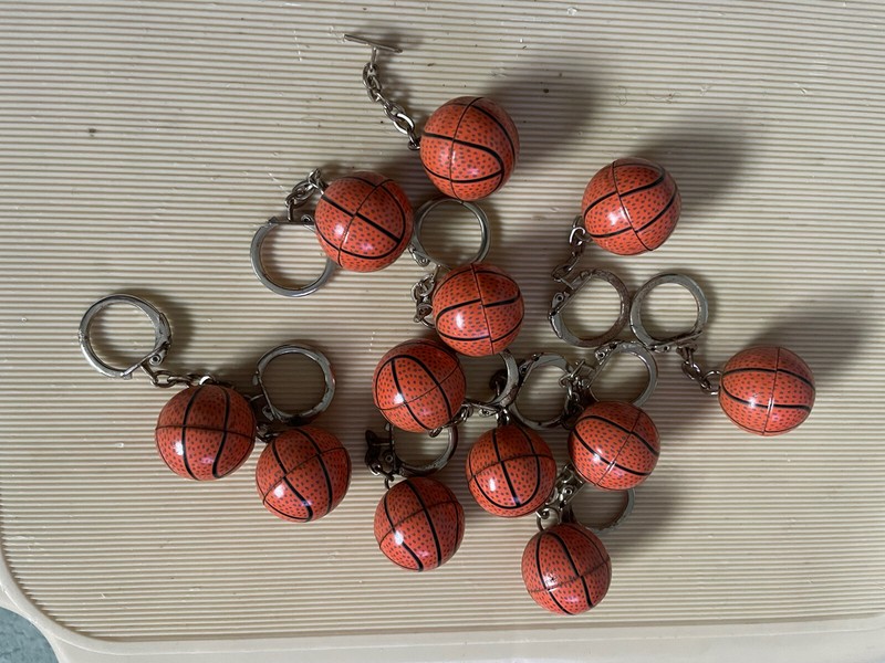 Lot Of 12 Basketball Keychains/ Can Also Be Used As Zipper Pull /Orange
