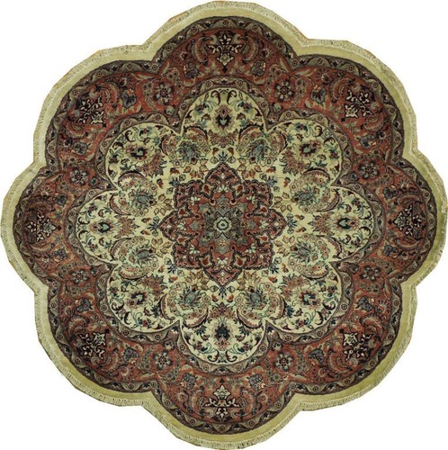 5x5' Elfenbein Feine Qualität Seltene Form Teppich 20900 - Bild 1 von 6