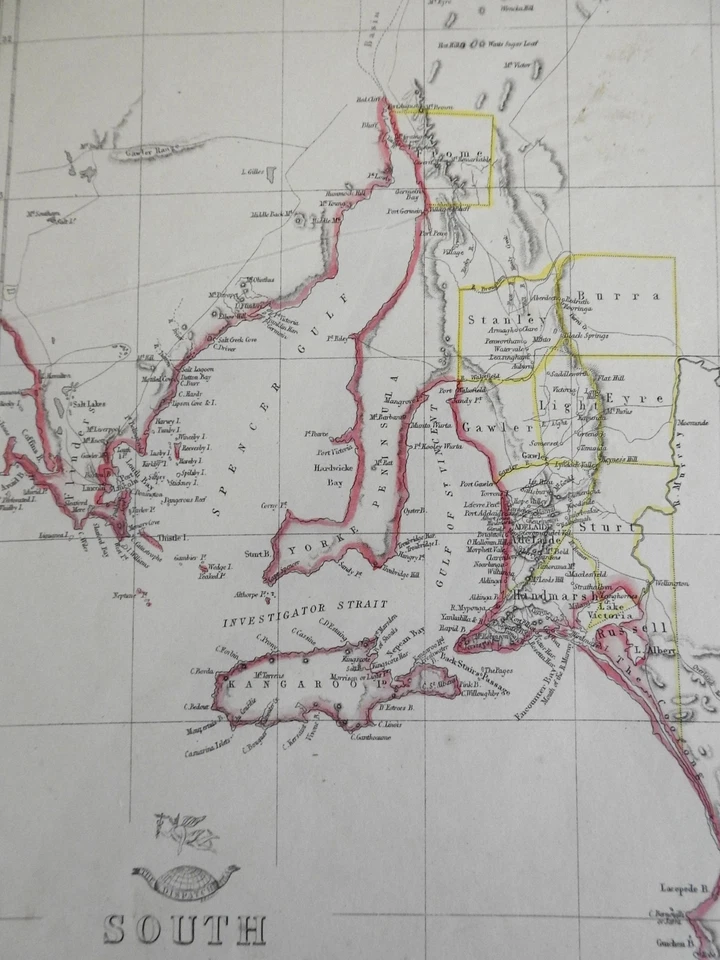 Western & Southern Australia Kangaroo Island Perth Adelaide c. 1860 Weller map - Image 2 of 4